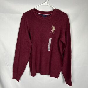 NWT Women’s U.S. POLO ASSN. Burgundy Red Knit Crew Neck Sweater Large